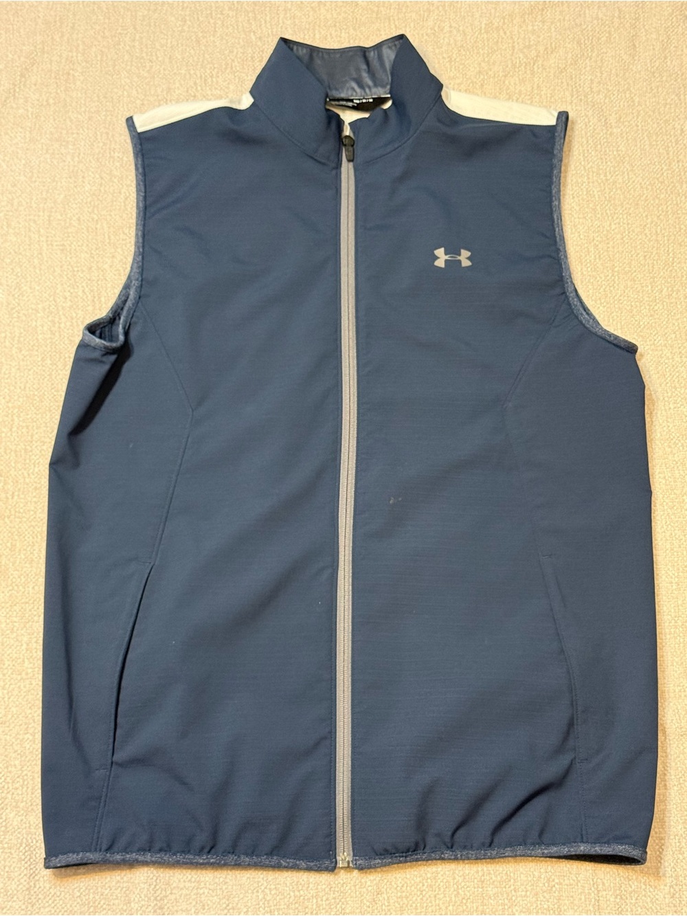 Under Armour Golf Vest Mens M Navy White Full Zip Golfcore Performance Loose